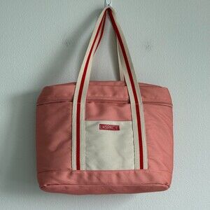 L*Space Coastal Cooler Bag Beach Lunch Coral Pink Insulated Travel Picnic Tote